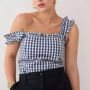 J. Crew Ruffled Poplin Top in Gingham